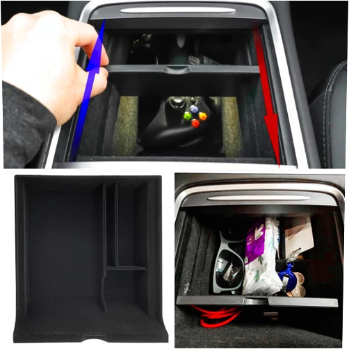JOJOMARK Center Console Organizer Tray fits for Tesla Model 3/Y Accessories 2020 2021 2022 2023（Fit Tesla Model 3/Y cover close by sliding）