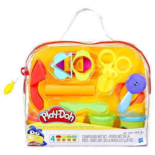 Play-Doh Starter Set 9-Piece Kit with Storage Tote & 4 Modeling Compound Cans, Arts and Crafts Toys for Kids 3 Years & Up, Preschool Toys