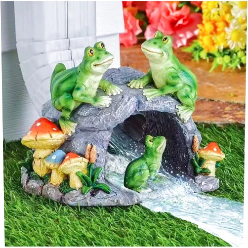 GARDEN WHISPER Gutter Downspout Extension Outdoor Statue Decor, Decorative Downspout Splash Block for Gutter Downspouts Extender, Frog Statue Rain Gutter Guardian for Patio, Lawn, 3”×4” Christmas Extender Covers.