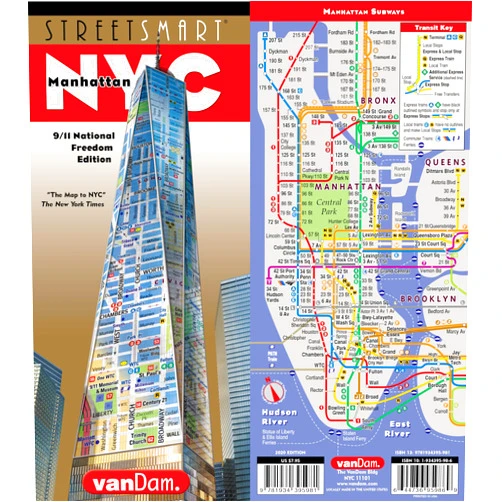 Stephan Van Dam,Illustrator,Editor StreetSmart NYC Map 9/11 Edition by VanDam -- Laminated City Street Map of Manhattan, New York, in 9/11 National Freedom Edition - Folding pocket size ... walks, ferry and subway map; 2020 Edition