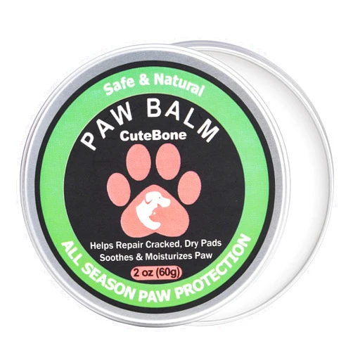 CuteBone Dog Paw Balm 2 oz (60g) Soother 100% Organic & Natural Puppy Moisturizer Nose Cream Butter Lick Safe for Dogs&Cats Foot Pad Heals, Repairs & Restores Dry, Cracked & Damaged Paws Protection