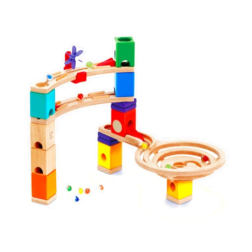 Hape Quadrilla Race to Finish Wooden Blocks with Marble Run Play