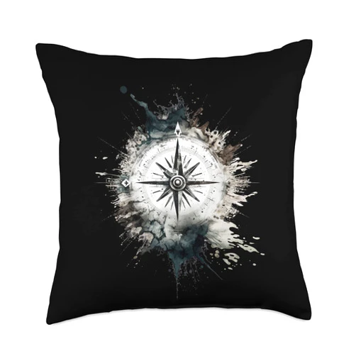 Segeln Kapitän Schiff Boot Taufe Geschenk Kompass Nautical Sailing Compass Sea Style Throw Pillow, 18x18, Multicolor