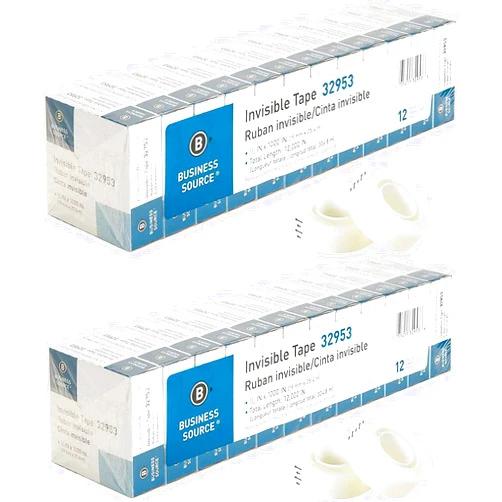 Business Source BSN32953 Premium Invisible Tape Value Pack, Clear(12 PER Pack, Pack of 2)