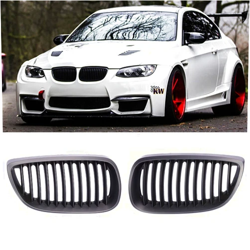 HOTGE Front Kidney Grill Grille For 07-10 BMW E92 E93 328i 335i M3 Coupe Gloss Black