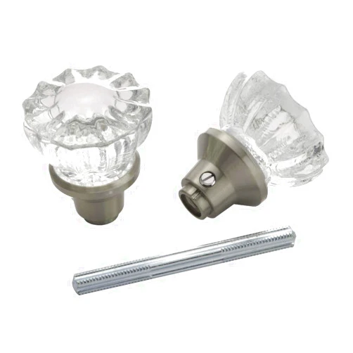 Belwith-Keeler Belwith Products 1140-SN 2 Pack Door Knob Glasswith Spindle, Polished Brass