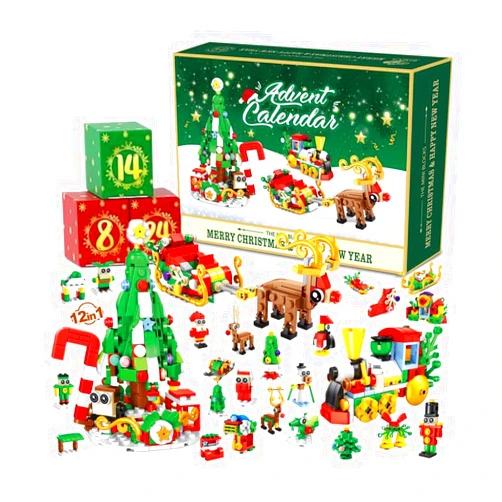 Forauzon 2024 Advent Calendar Christmas Building Set,Christmas Building Set,Each Compartment has A Different Christmas Surprise Toy, The for Kids(Style-A)
