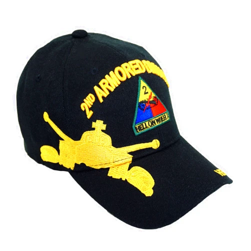 Bingoo U.S. Military Official Licensed Embroidery Hat Army Navy Veteran Baseball Cap (2ND Armored Division-Black)