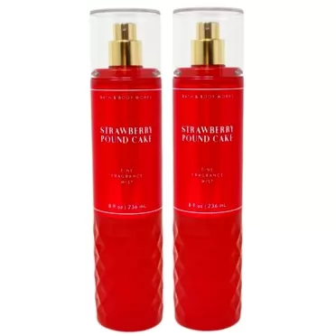 Bath & Body Works Bath and Body Works Strawberry Pound Cake Fine Fragrance Body Mist Gift Set - Value Pack Lot of 2 (Strawberry Pound Cake)