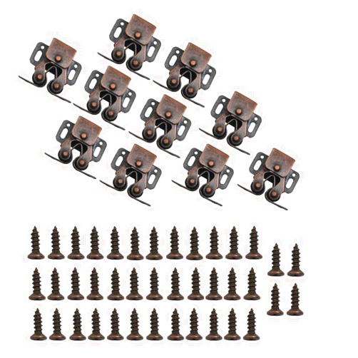 UPEYXDQR Latch Double Roller Catch Ball Catch Cabinet Latches with Spear Strike for Cupboard Closet Door, 10 Pcs