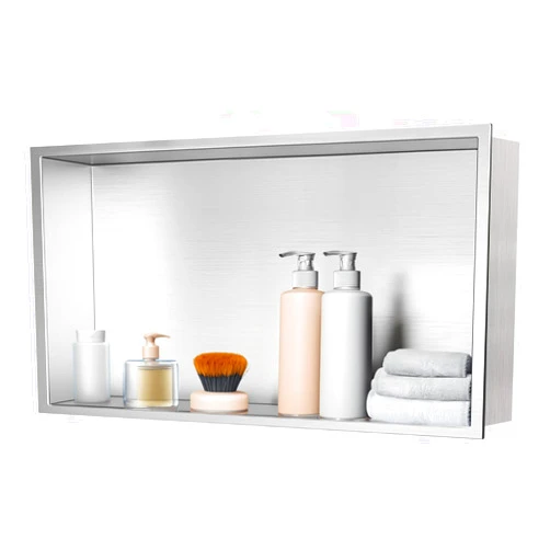 Elefloom Shower Niche, Stainless Steel Modern Bathroom Niche, No Tile Needed Recessed Shower Shelf Organizer for Storage, Stainless Steel, Silver Gray, 12
