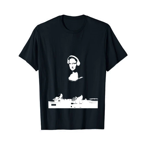 Pop art and memes Mona Lisa DJ Art - Funny EDM Techno Rave Music T-Shirt