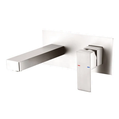 SUMERAIN Wall Mount Bathroom Sink Faucet Brushed Nickel Basin Faucet Single Handle with Rough-in Valve