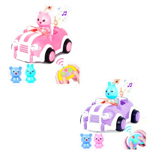 Wrystte Remote Control Car for Toddlers, Toys Gifts for Girls Boys Age 2 3 4 5 6,RC Car Cute Animal Toys for Kids with LED Lights & Music