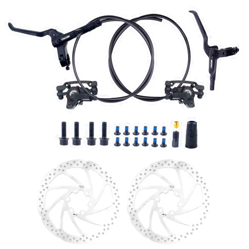 WEEROCK MTB Hydraulic Brake Set, Bike Disc Brakes Kit with Left Front 800mm Cable, Right Rear 1550 mm Cable, 160mm Rotors, Aluminum Alloy Hydraulic Brake Fit for Mountain Bike, MTB