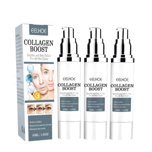 YG LianKai 3Pcs EELHOE Collagen Boost Anti-Aging Serum, EELHOE Collagen Boost Serum, EELHOE Collagen Anti-Wrinkle Cream, Anti Aging Serum For Women, Collagen Booster for Face with Hyaluronic Acid(90ml)
