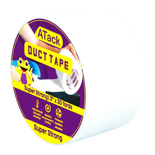 ATack Super Strong Duct Tape, White, 3 Inches x 30 Yards Waterproof Duct Tape for Outdoor, Indoor, School and Industrial Use | Heavy-Duty, Waterproof and Weatherproof