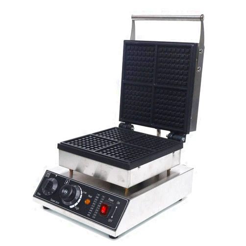 GEEGVV Electric Waffle Maker Machine 2000W, 4 Slice Nonstick Waffle Maker, Commercial Stainless Steel Square Waffle Maker, Temperature and Time Control, for Restaurant Bakeries Snack Bar Home, 50~300℃