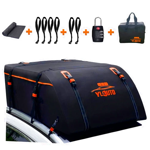 YLAUTO Rooftop Cargo Carrier,20 Cubic Feet Aerodynamic Design Rooftop Car Bag 100% Waterproof, Roof Rack Cargo Carrier with Anti-Slip Mat,Car Roof Bag Fits All Vehicle with/Without Rack