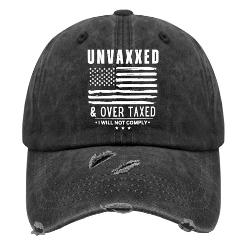Generic Unvaxxed and Overtaxed I Will Not Comply Hat for Womens Washed Distressed Baseball Caps Aesthetic, Allblack