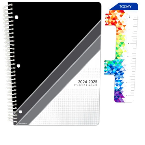 Global Datebooks Dated Middle School or High School Student Planner for Academic Year 2024-2025 includes Ruler/Bookmark and Planning Stickers (Matrix Style - 8.5