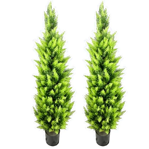 VIGGDA 4ft Artificial Cedar Trees UV Resistant Potted Plant Artificial Topiary Outdoor Tree Artificial Plants for Indoor Outdoor Garden