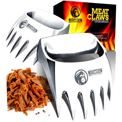 MOUNTAIN GRILLERS Meat Claws Meat Shredder for BBQ - Perfectly Shredded Meat, These Are The Meat Claws You Need - Best Pulled Pork Shredder Claw x 2 For Barbecue, Smoker, Grill (Solid Metal)