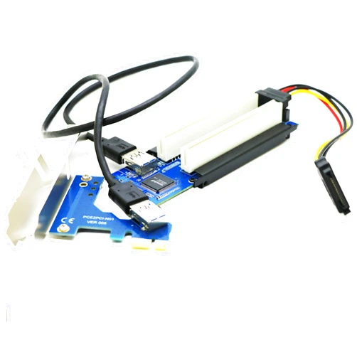 Sintech PCI-E Express X1 to Dual PCI Riser Extender Card with LP Bracket and Angled SATA Extension Cable
