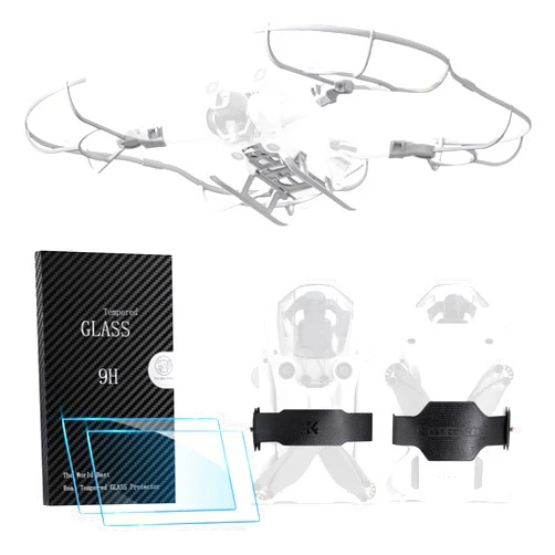 K&F Concept 4-in-1 Mini 3 Pro Propeller Guard + Foldable Landing Gear Leg Extension + Propellers Holder Strap + Tempered Glass Protector for DJI RC, Mini 3 Pro Drone Accessories