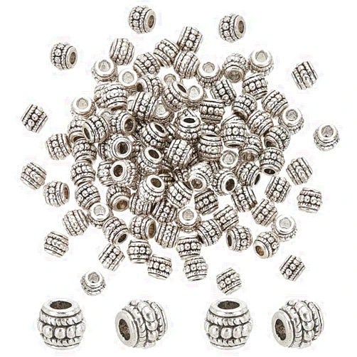 PH PandaHall 100pcs 8mm Tibetan Spacer Beads Barrel Spacers Beads Antique Silver Spacers Alloy Loose Beads Hollow Tube Metal Spacers Loose Connector Beads for Bracelets Necklace Jewelry Making