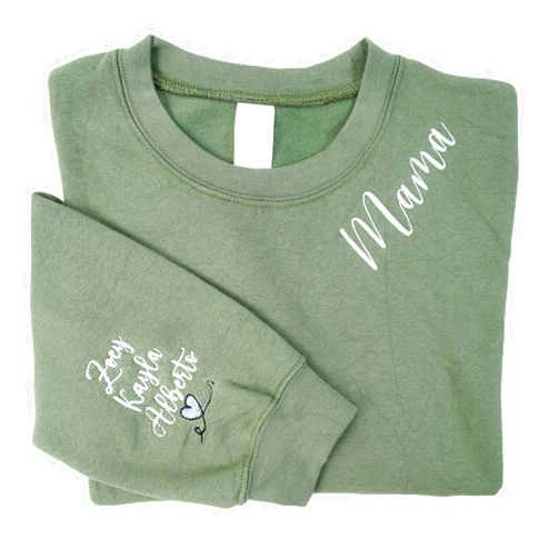 Pofily Personalized Embroidered Mama Sweatshirt With Kid Names On Sleeve, Mom Sweatshirt For Women, Gifts For Mom Grandma
