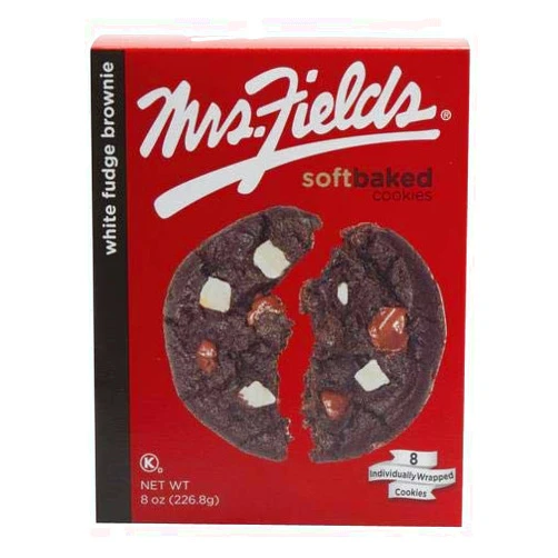 Mrs. Fields Soft Baked Originals Cookies, White Fudge Brownie, 1 Ounce Individually Wrapped Cookies - 8 Count Box