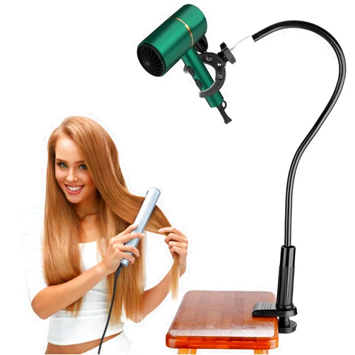 HLGOLDLUO Hair Dryer Stand Holder, Dog Grooming Station with Hands-Free Dryer Arm, Adjustable Hose Tube Holder with Clamp.(Black)