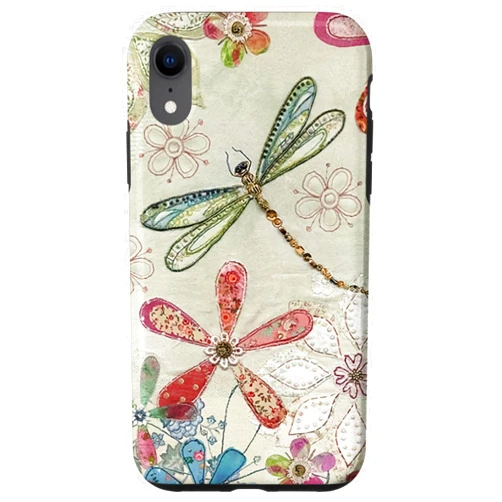Aesthetic Y2K Whimsy Twee Whimsical Collage Aesthetic Y2K Whimsy Twee Dragonfly Flowers Botanical Case for iPhone XR
