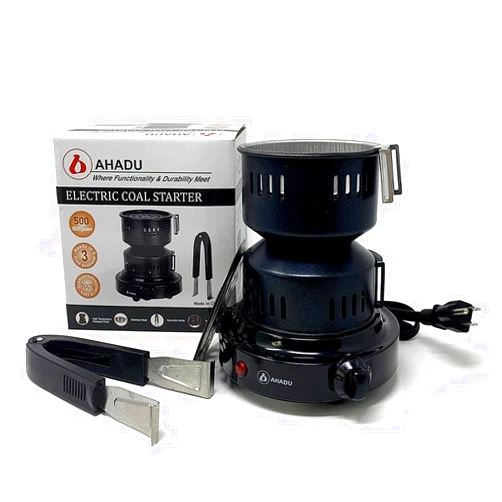 AHADU Premium Electric Charcoal Burner Coconut Coal Starter Hibachi Smart Overheating Control. Instant Coal Disk Tablet Fire Starter. Perfect Stove for Outdoor camping BBQ -Comes with Free Tong/Handle