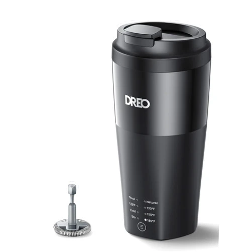Dreo Milk Frother, 4-in-1 Electric Frother for Coffee, Hot and Cold Foam Maker for Cappuccino, Flat-white, Latte with Plant-based and Dairy Milk, Multi-stage, Easy to Clean, Temperature Control, Black