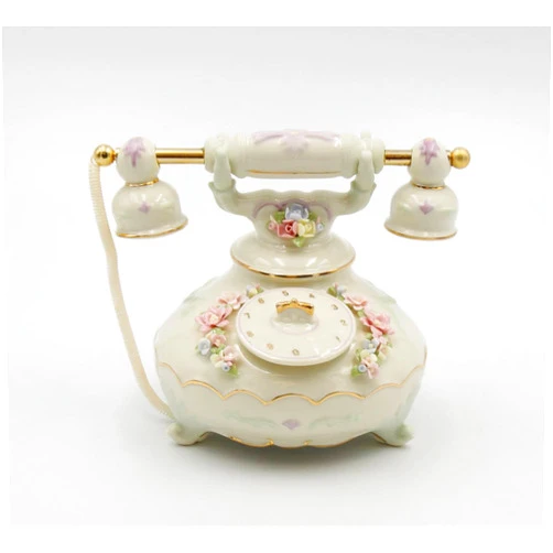 Cosmos Gifts Fine Porcelain Nostaglia Victorian Telephone with Flowers Musical Music Box Figurine (Musice Tune: I Just Called to Say I Love You), 6-1/4