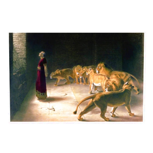 Spiffing Prints Briton Rivière Daniel in The Lions Den Mezzotint by J B Pratt with Hand Colouring - Medium - Matte - Unframed