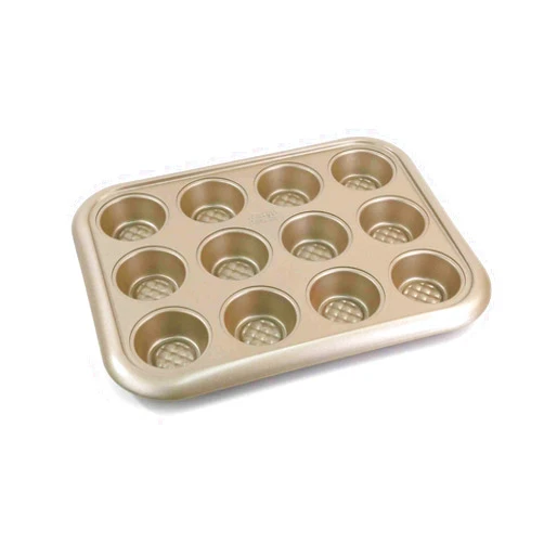 Chicago Metallic Arch Textured Non-Stick Cupcake Baking, 12-Cup Muffin Pan, Champagne