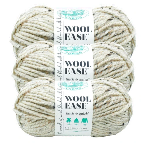 Lion Brand Yarn (3 Pack) Lion Brand Yarn 640-154D Wool-Ease Thick and Quick Yarn , 97 Meters, Grey Marble3
