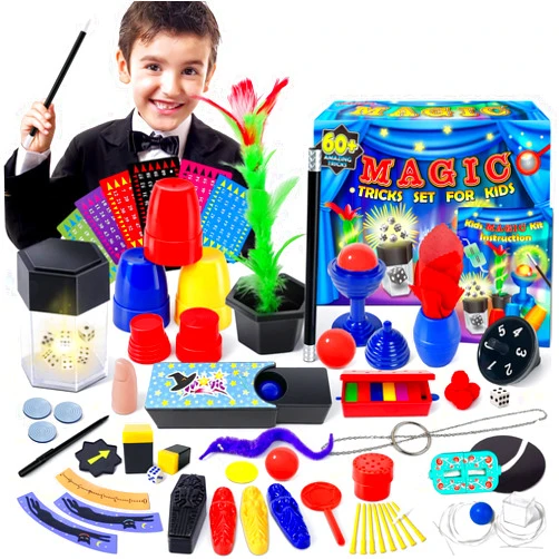 Heyzeibo Magic Kit - 60+ Magic Tricks for Kids, Magician Set with Magic Wand & Instruction, Ideal for Beginners and Kids