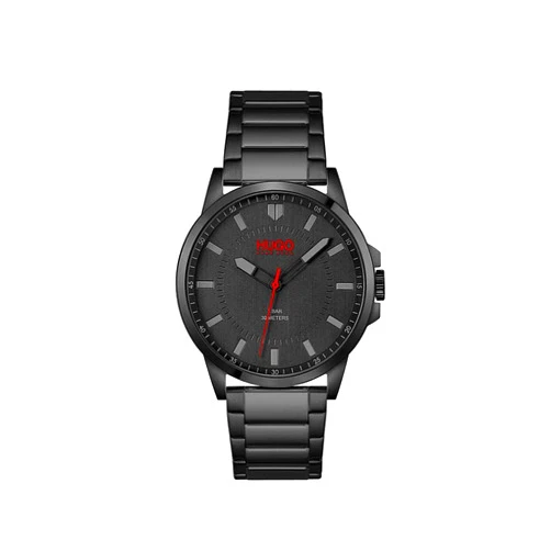 HUGO #First Men's Quartz Stainless Steel and Link Bracelet Casual Watch, Color: Black (Model: 1530187)