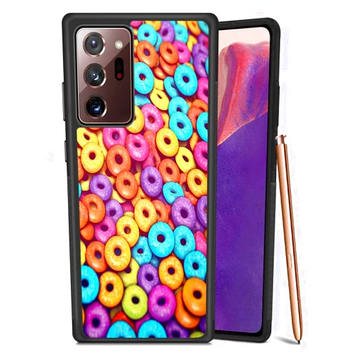 Elgzigok Black TPU Case Fits Samsung Galaxy Note 20 5G Note 20 Ultra 5G Note 10 Note 10+ Note 8 Note 9 with Dessert Donuts-AZ264 Anti Scratched