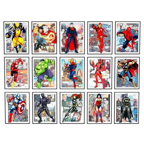 BigWig Prints Super Hero Posters - Superhero Bedroom Decor, Superhero Room Decor, Super Hero Posters, Comic Book Character Art, Wall Art for Boys Room, Comic Artwork for Girls -Unframed 15 Pack (8x10)