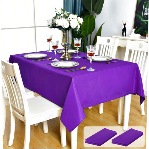 KAIPHO 2 Pack Purple Rectangle Tablecloth Waterproof Stain Resistant Wrinkle Free Table Cloth 210GSM Polyester Wipeable Table Cover for Party, Banquet - Rectangular/Oblong, 60 x 120 inch (2 Pcs)