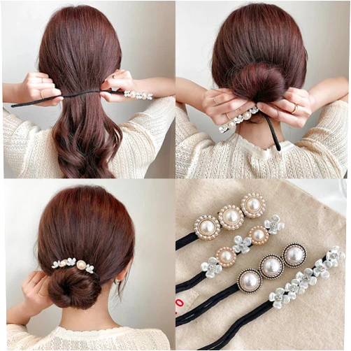 Kebolun life 4 Pcs Tie Dye Deft Bun Hair Bun Makers for Women's Gradient French Twist Hairstyle - Velvet Scrunchie Classy Multicolor Cloth Magic Clip Reusable Quick Bun