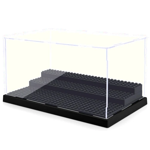 Mlikero Minifigure Display Case for Action Figures Blocks, Clear Dustproof Acrylic Display Box Storage with 3 Movable Steps Gifts for Children,Black…