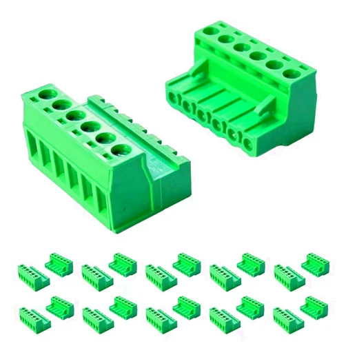 TENBOR 10 Sets 5.08mm Pitch PCB Screw Terminal Block Connector 6Pin Male & Female Phoenix Type Plug 300V 15A