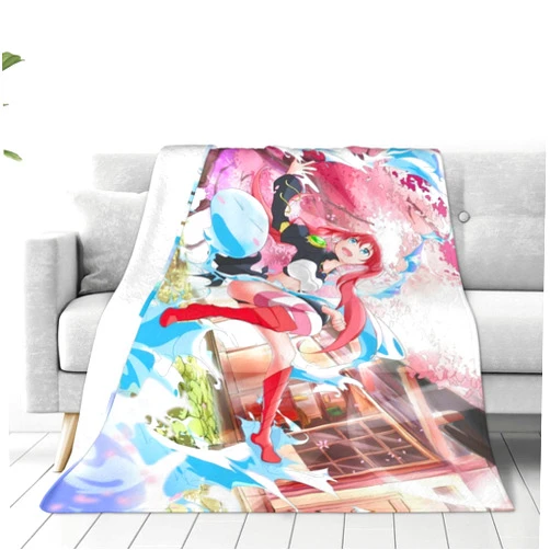 PkLbLr Anime That Time I Got Reincarnated As A Slime Blanket Flannel Throw Blanket Super Soft Fuzzy All-Season Blankets for Bedroom Couch Travel 50