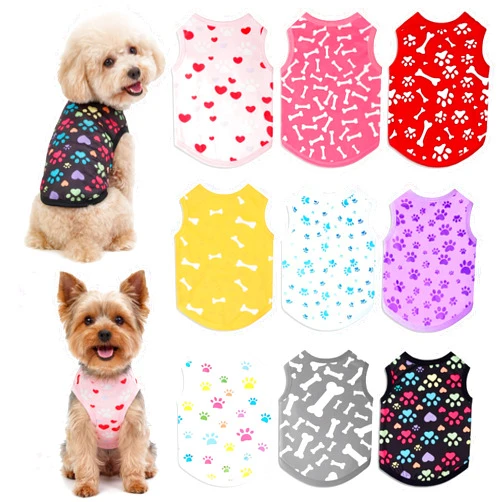 Hillban 9 Pcs Dog Shirts Cute Colorful Dog Clothes Bulk Breathable Soft Lightweight Sleeveless Stretchy Pet Top Vest for All Seasons Christmas Fashion Puppy Outfit Gifts for Pet Lovers (Small, Bones)